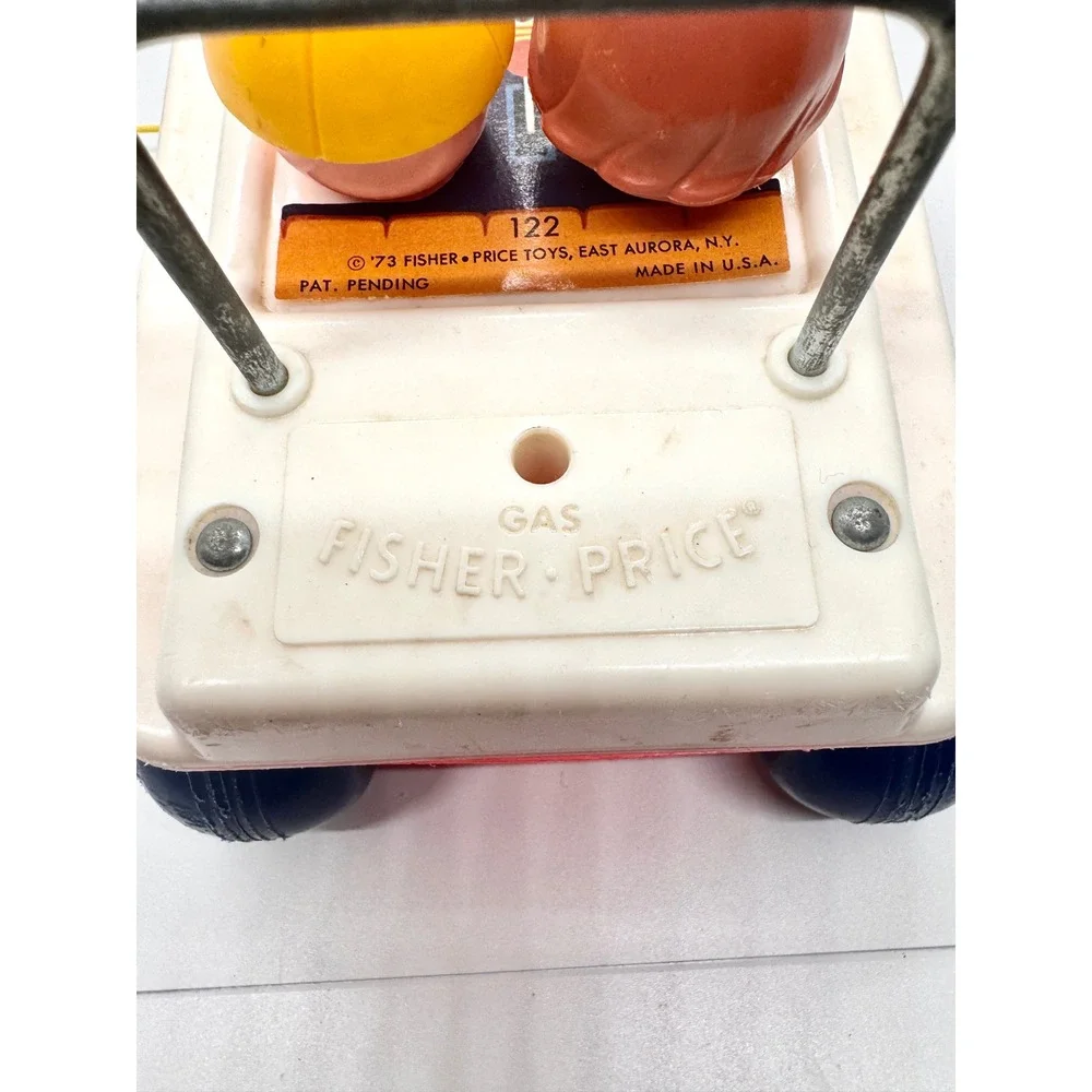 Vintage Fisher Price Bouncing‎ Buggy 122 Pull Toy Little People 1973 Retro 70s